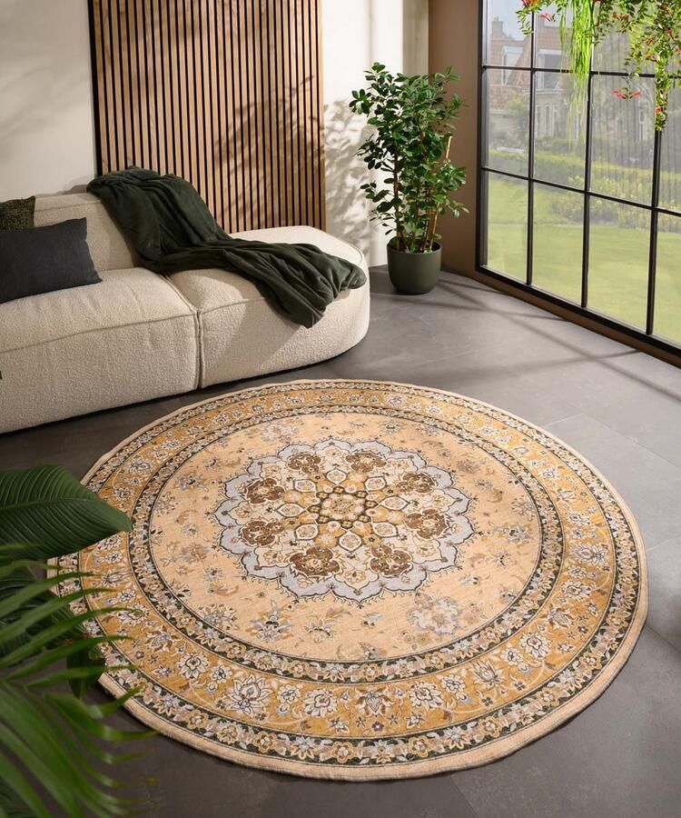 Heritaged Rond Vintage buitenkleed Valenca Nova geel 230 cm rond