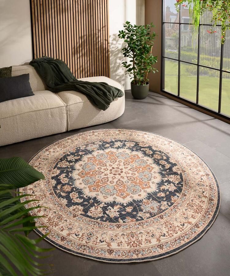 Heritaged Rond Vintage buitenkleed Valenca Nova goud blauw 230 cm rond