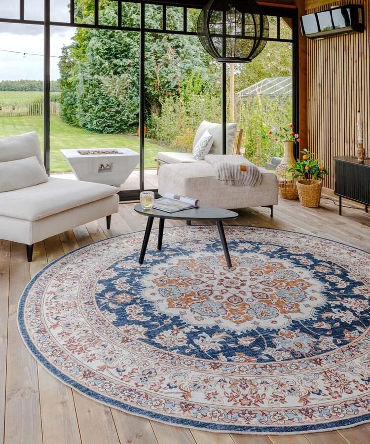 Heritaged Rond Vintage buitenkleed Valenca Nova goud blauw 230 cm rond - Foto 2