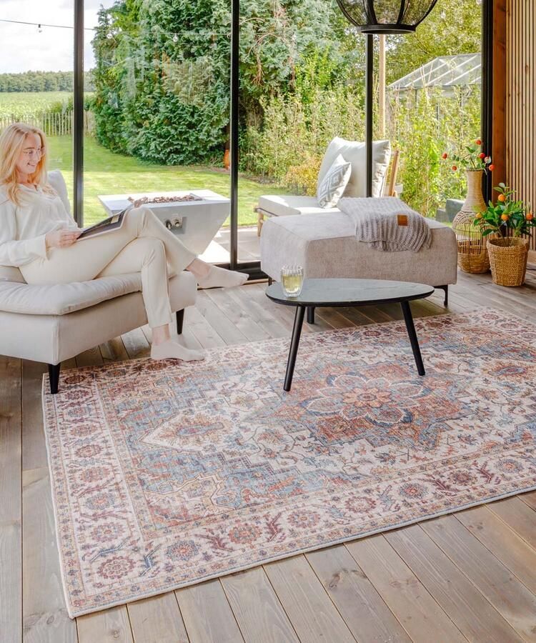 Heritaged Vintage buitenkleed Valenca Brio beige lichtblauw 80x150 cm - Foto 2