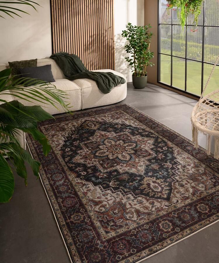 Heritaged Vintage buitenkleed Valenca Brio rood donkerblauw 120x160 cm