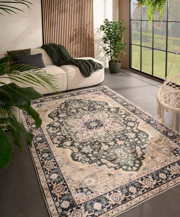 Heritaged Vintage buitenkleed Valenca Fino beige groen 80x150 cm