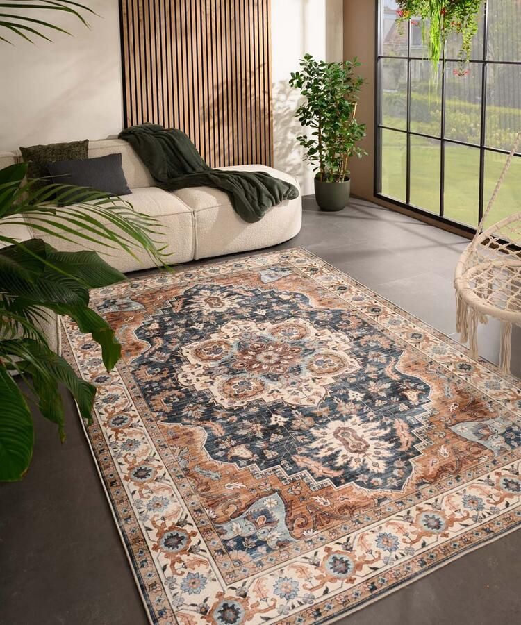 Heritaged Vintage buitenkleed Valenca Fino goud blauw 80x150 cm