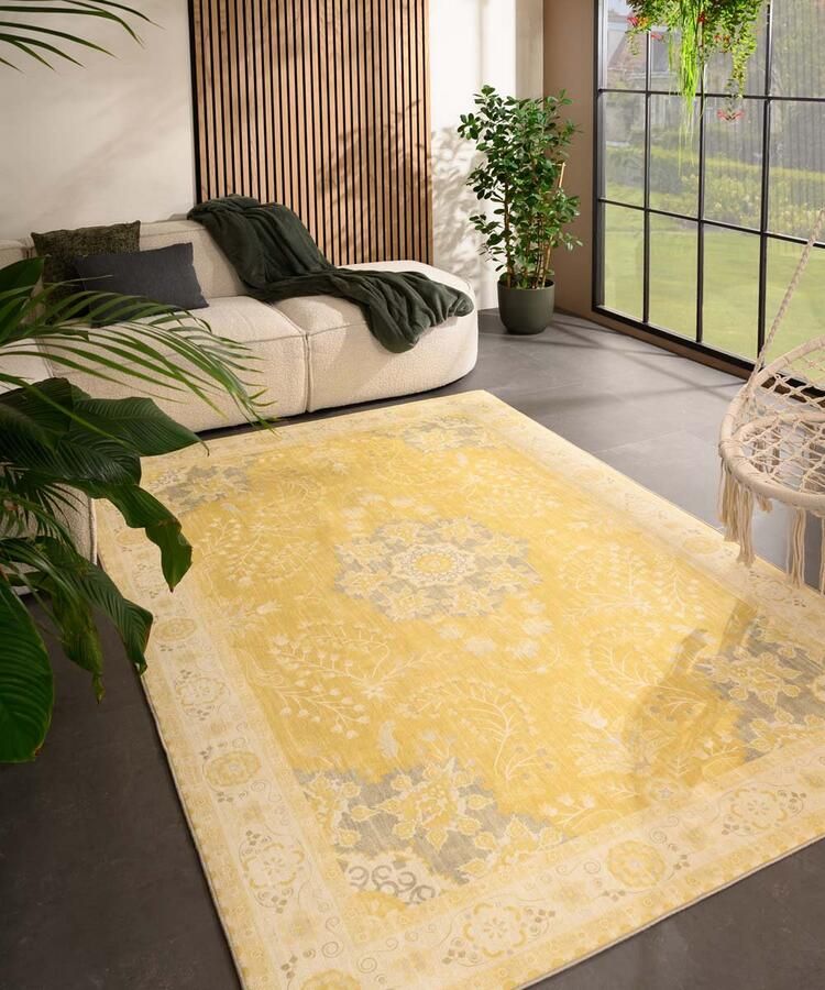 Heritaged Vintage buitenkleed Valenca Luna geel 120x160 cm