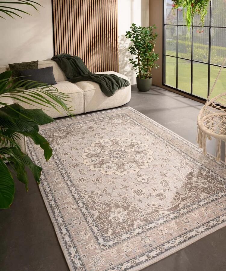 Heritaged Vintage buitenkleed Valenca Nova beige lichtgrijs 120x160 cm