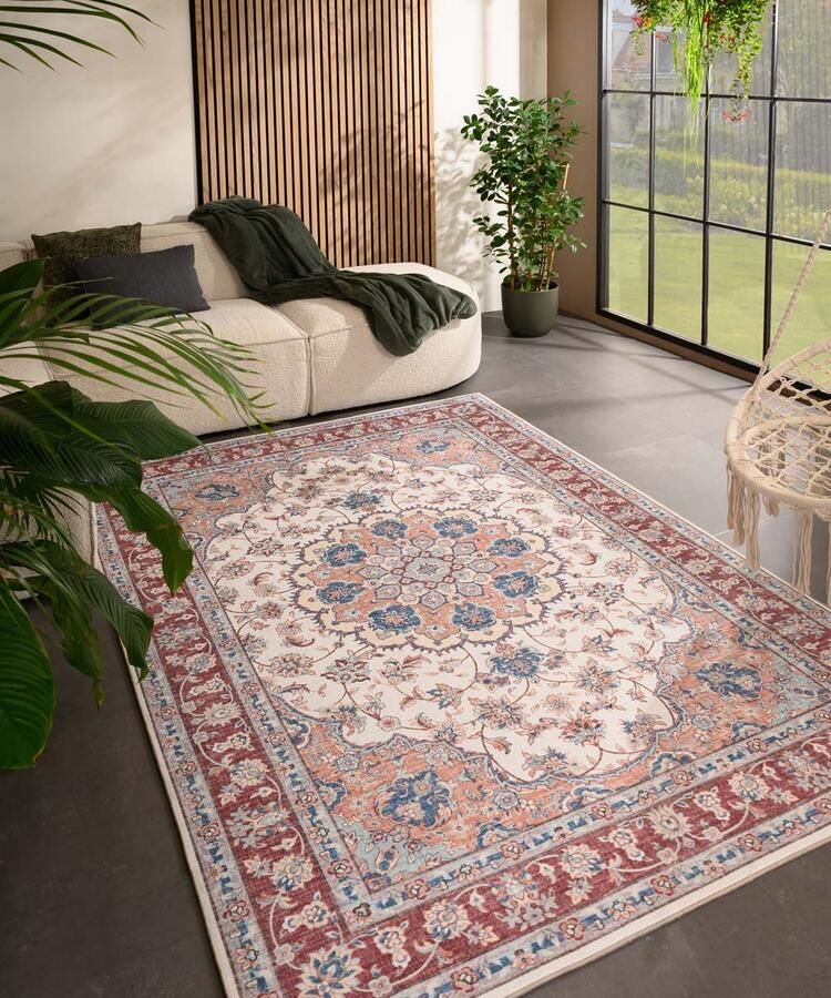 Heritaged Vintage buitenkleed Valenca Nova crème|rood 80x150 cm