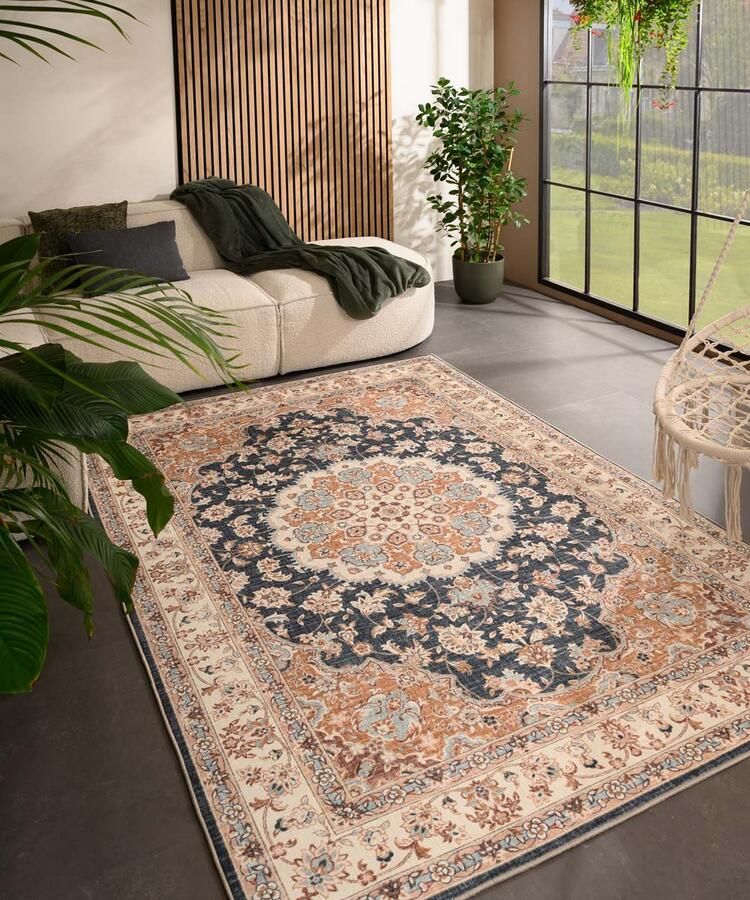 Heritaged Vintage buitenkleed Valenca Nova goud blauw 200x290 cm