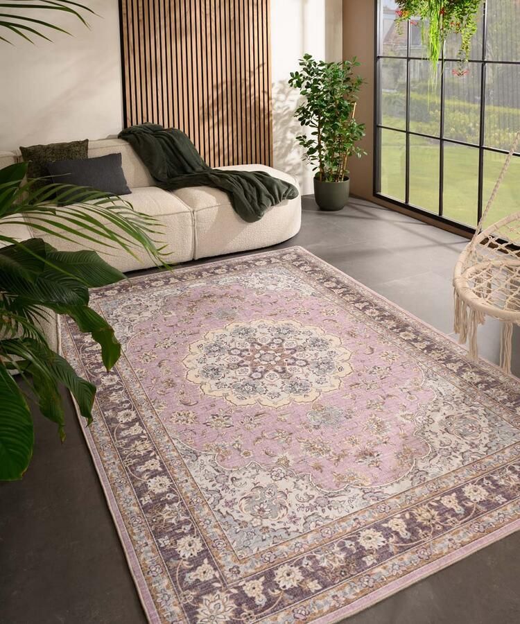 Heritaged Vintage buitenkleed Valenca Nova paars roze 80x150 cm