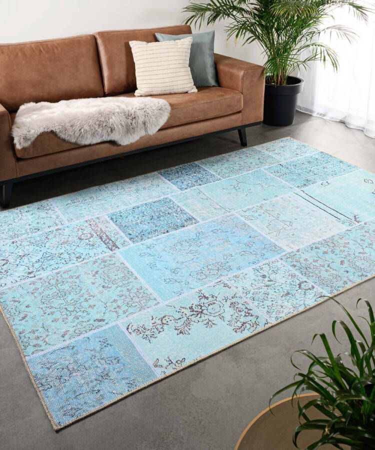 Heritaged Patchwork vloerkleed Fade Heritage turquoise 76x150 cm
