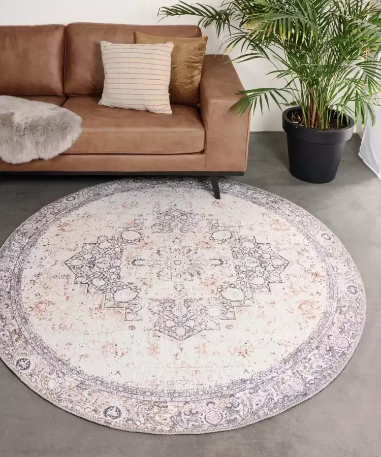 Heritaged Rond vintage vloerkleed Fade No.2 grijs 76 cm rond