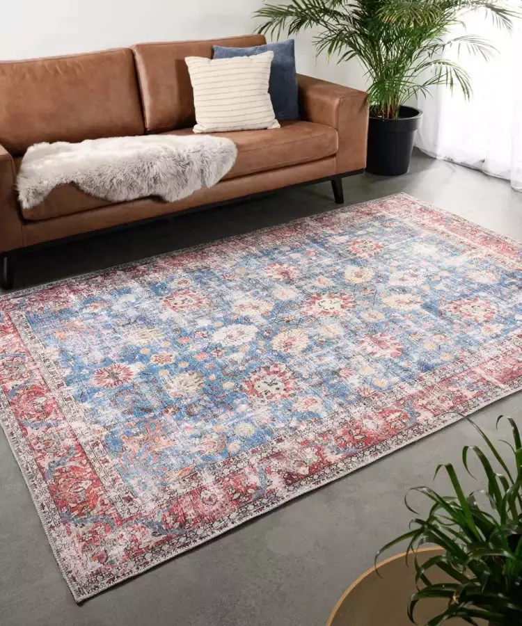 Heritaged Vintage vloerkleed Fade Oasis blauw|rood 230x330 cm