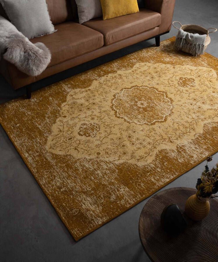 Heritaged Vintage vloerkleed Village okergeel 70x140 cm