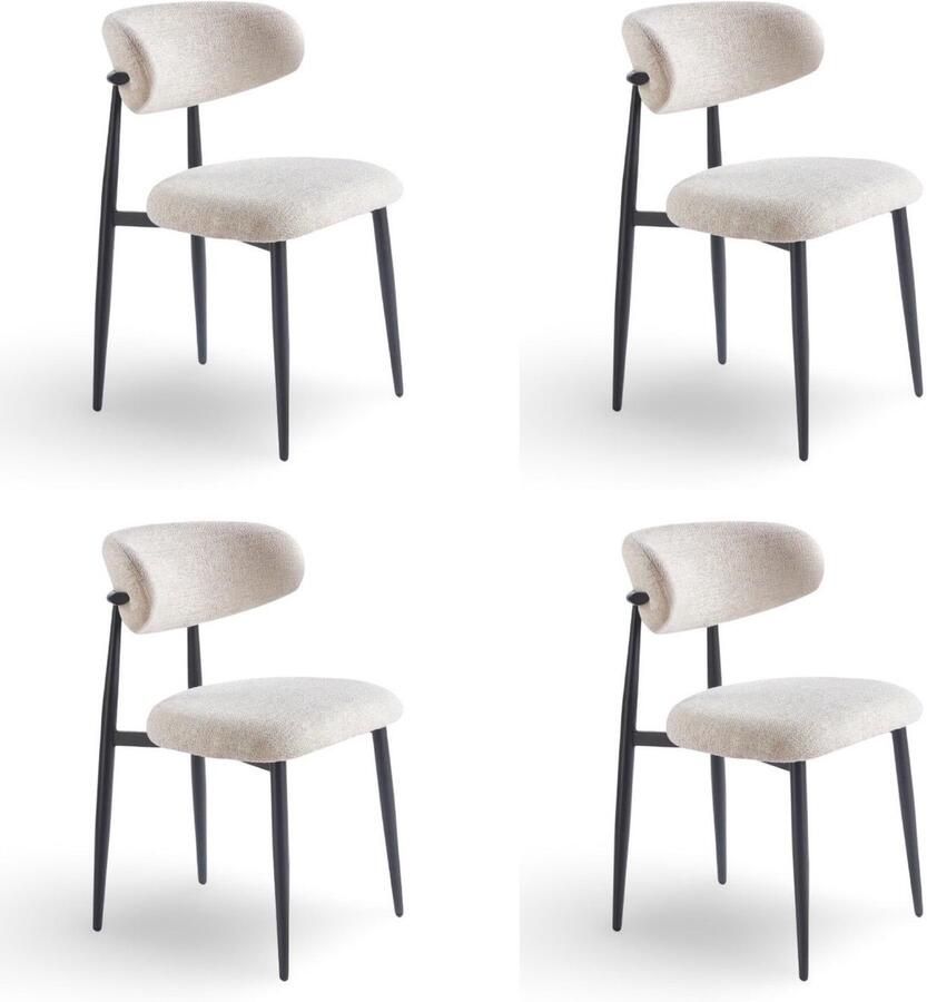 Hermanshome Japandi Eetkamerstoel Arles Stone Set van 4