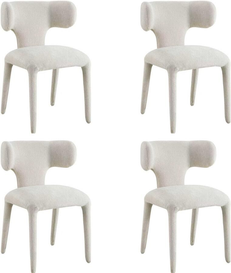 Hermanshome Japandi Eetkamerstoel AVORIA Bouclé Crème Set van 4