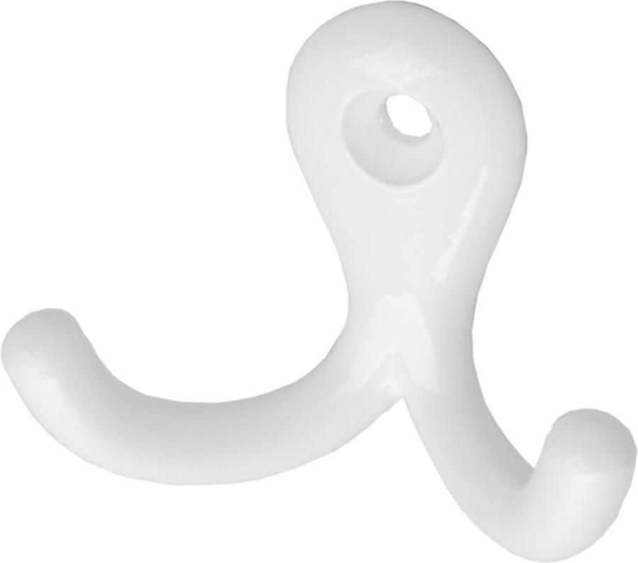 Hermeta Dubbele haak wit 2 stuks Jashaak Muurhaak Kapstokhaak 0560-79 Ophanghaken Kapstok haak Kapstokhaak Strak design Dubbele haakjes wit Haakje wit Kledinghaak wit Jashaak Handige haak Kleren haak Wandhaak