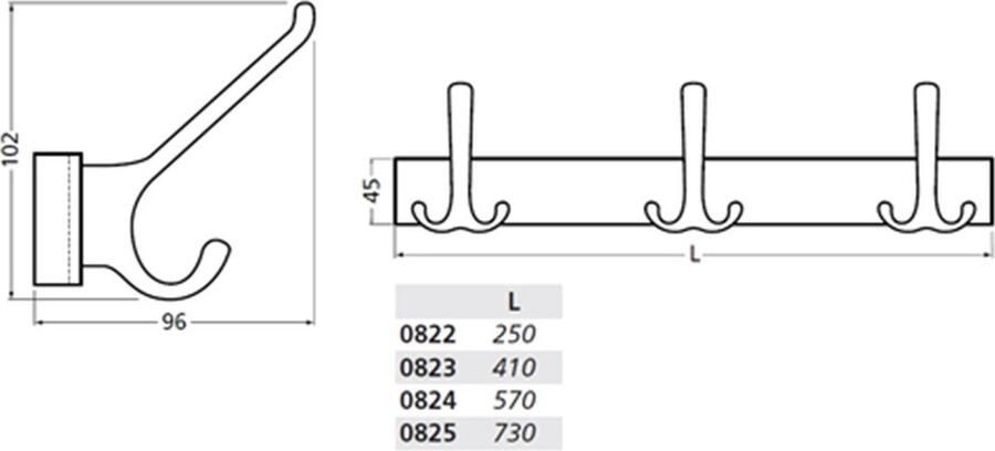 Hermeta KAPSTOK 3xHAAK NR.820 NATUREL (0823-01E)