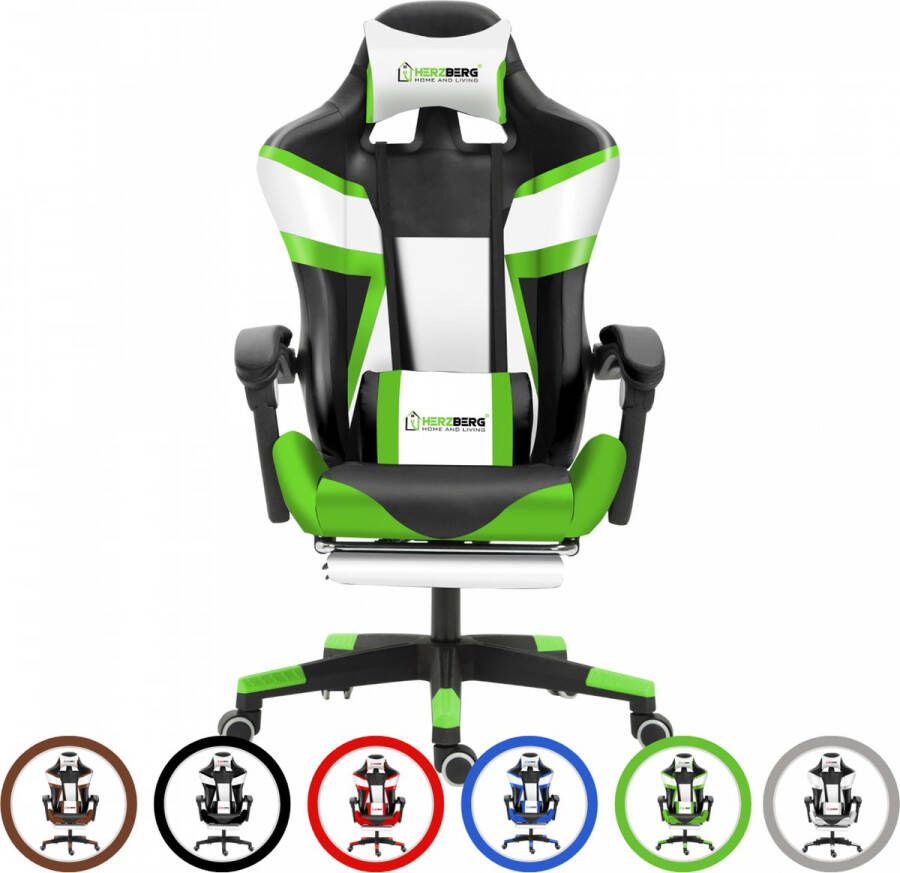 Herzberg Home & Living Herzberg HG-8082: Driekleurige Gaming- En Bureaustoel Met T-vormig Accent Groen - Foto 3