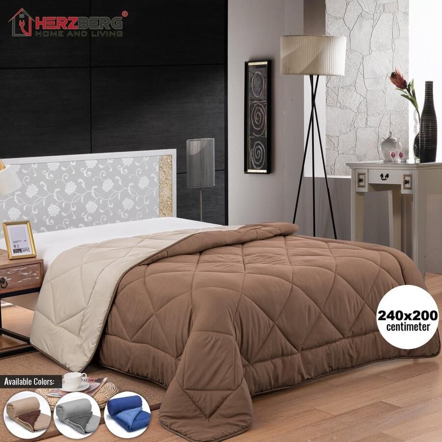 Herzberg Home & Living Herzberg HG-2420BCO: tweekleurig microvezel dekbed 240x200cm bruin