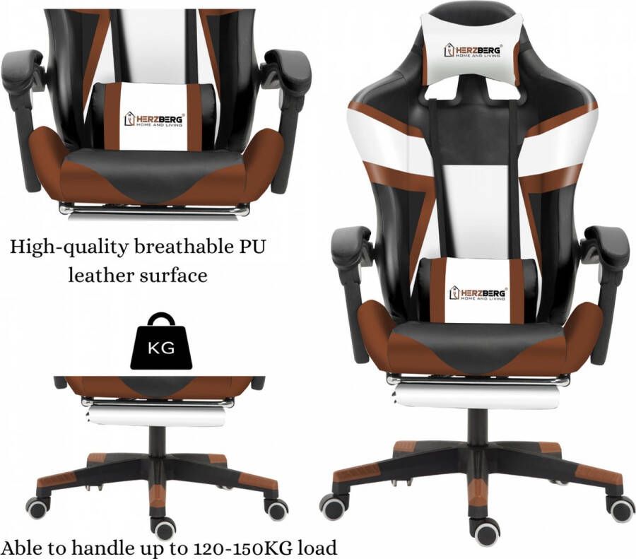 Herzberg Home & Living Herzberg HG-8082: Driekleurige Gaming- En Bureaustoel Met T-vormig Accent Groen - Foto 4