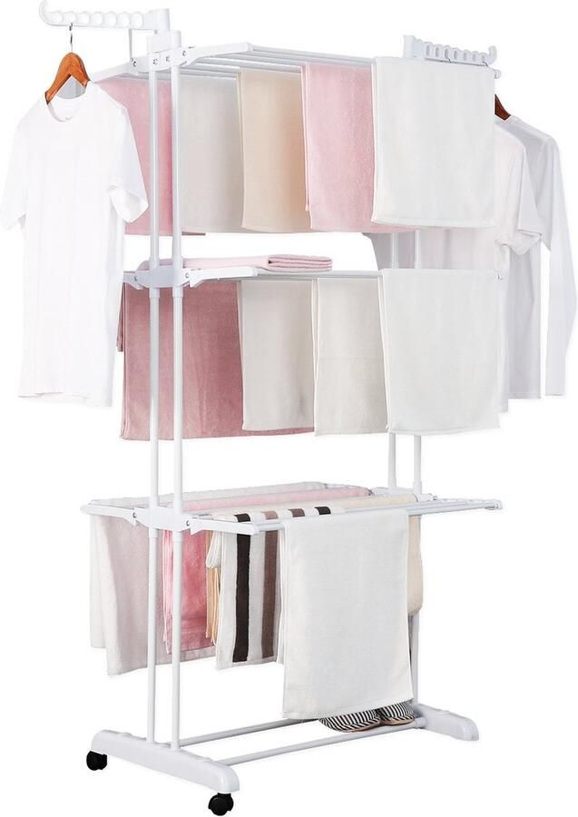 Herzberg Home & Living Herzberg Hg-8034Wht: Moving Clothes Rack Wit
