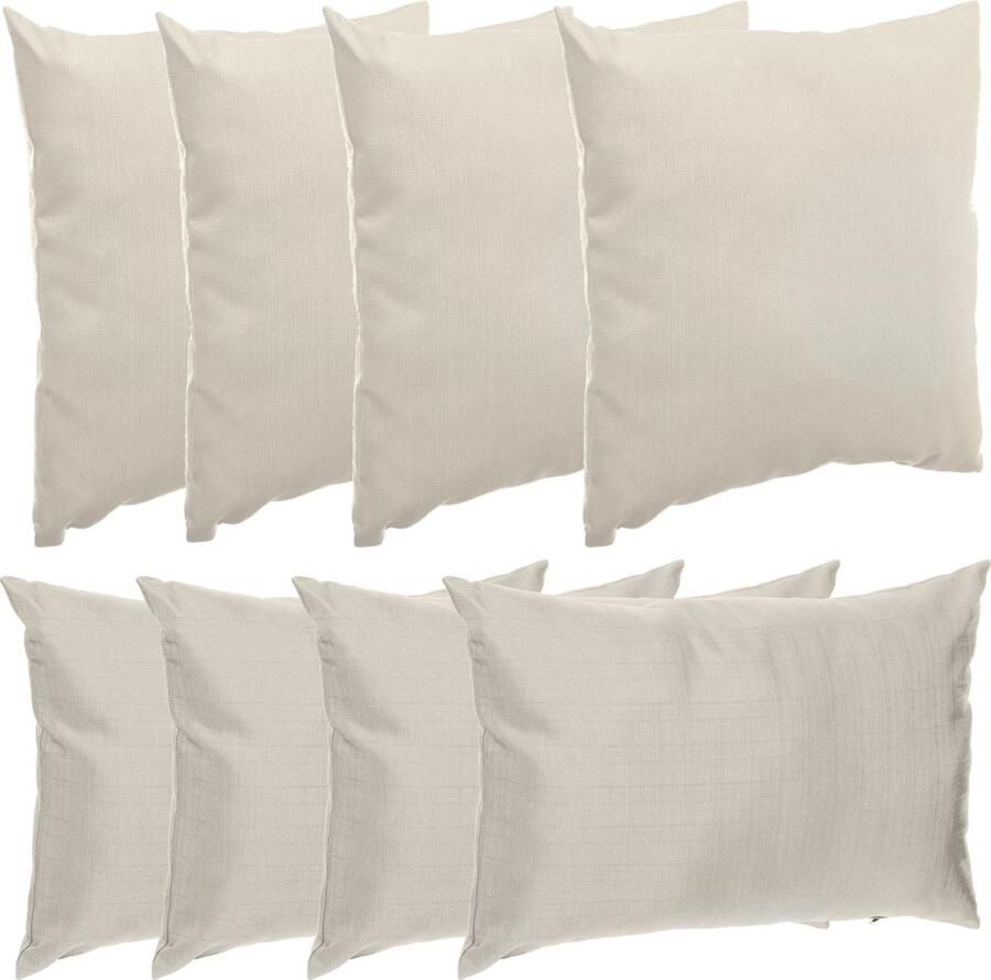 Hesperide Bank sier tuin kussens binnen buiten 8x stuks beige in 2 formaten