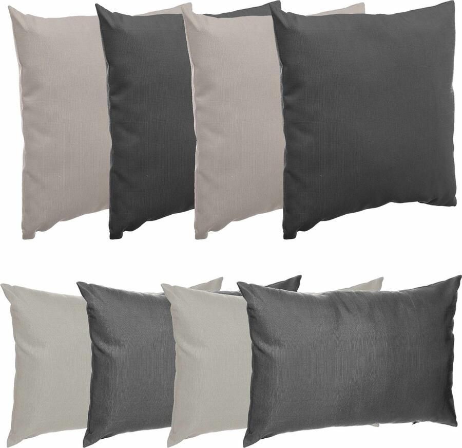 Hesperide Bank sier tuin kussens binnen buiten 8x stuks grijs en taupe in 2 formaten