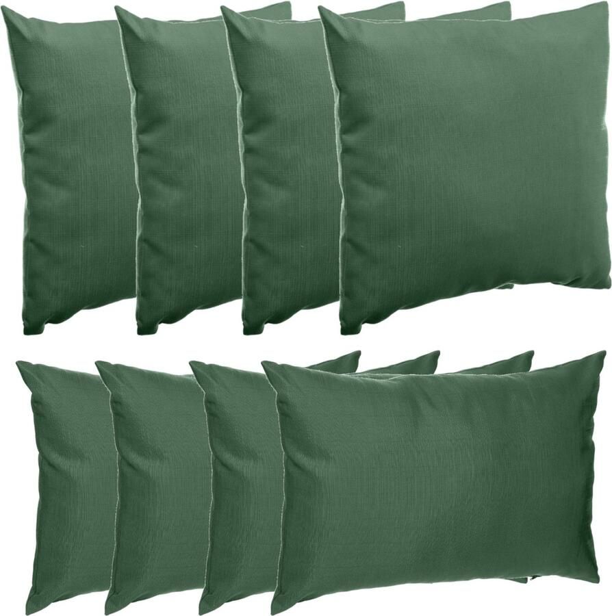 Hesperide Bank sier tuin kussens binnen buiten 8x stuks groen in 2 formaten