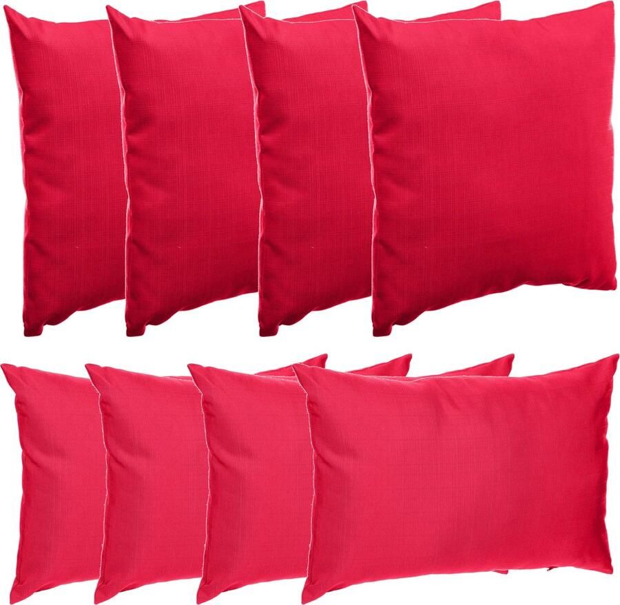 Hesperide Bank sier tuin kussens binnen buiten 8x stuks rood in 2 formaten