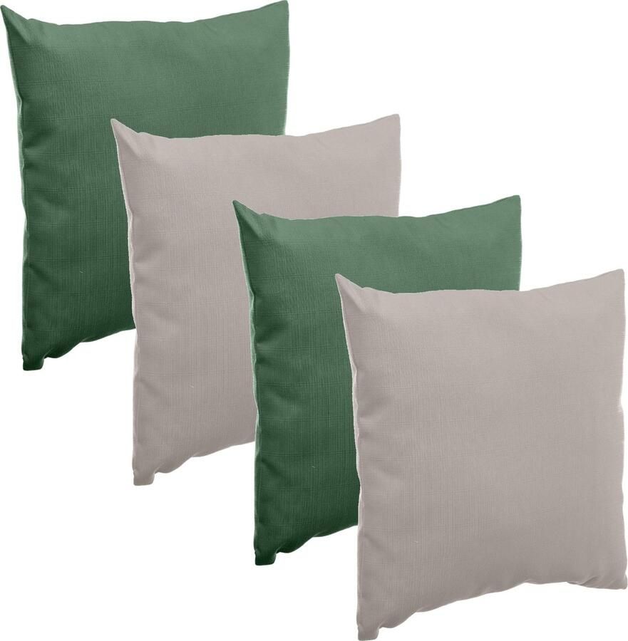 Hesperide Bank sier tuin kussens binnen buiten set 4x stuks olijfgroen taupe 40x40 cm
