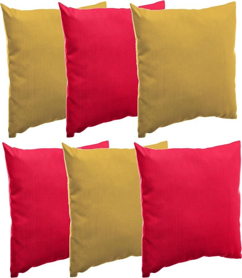 Hesperide Bank sier tuin kussens binnen buiten set 6x stuks geel emerald groen 40x40 cm