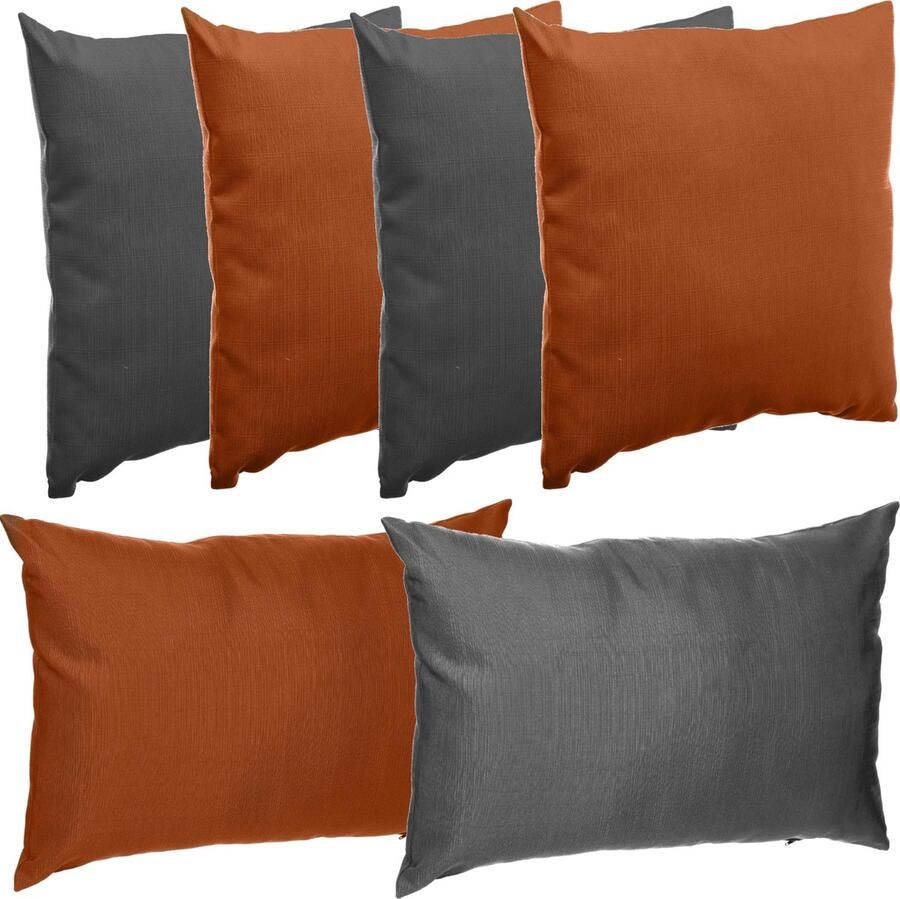 Hesperide Bank sier tuinbank kussens binnen buiten set 6x stuks terra antraciet In 2 formaten