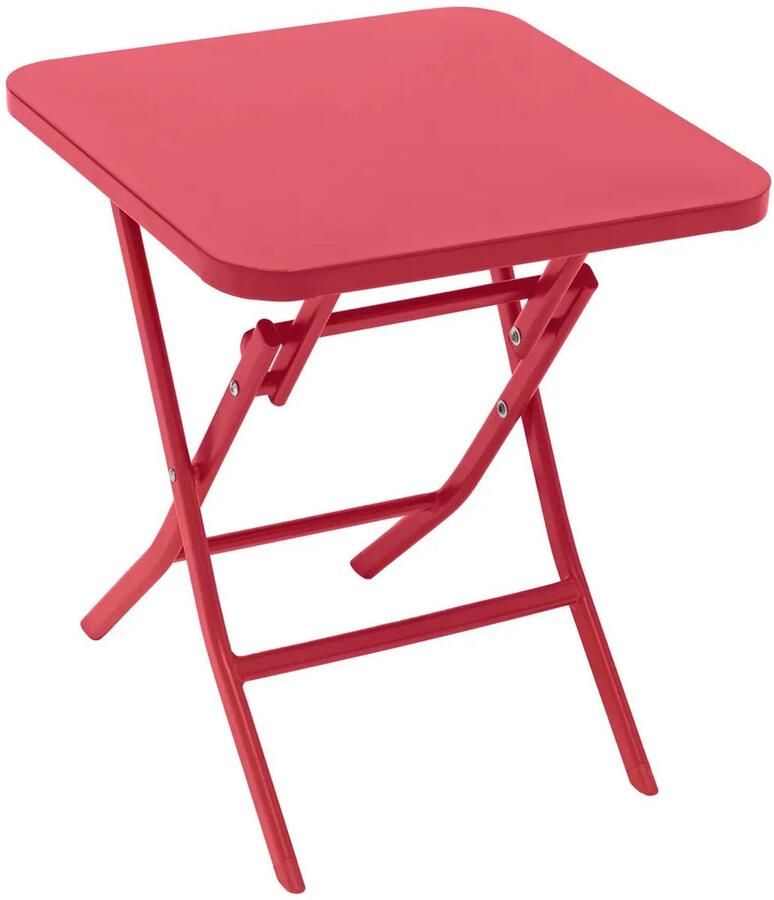 Hesperide Bijzettafel tuin tafel Oase metaal rood 40 x 40 x 45 cm voor buiten inklapbaar Camping tafel
