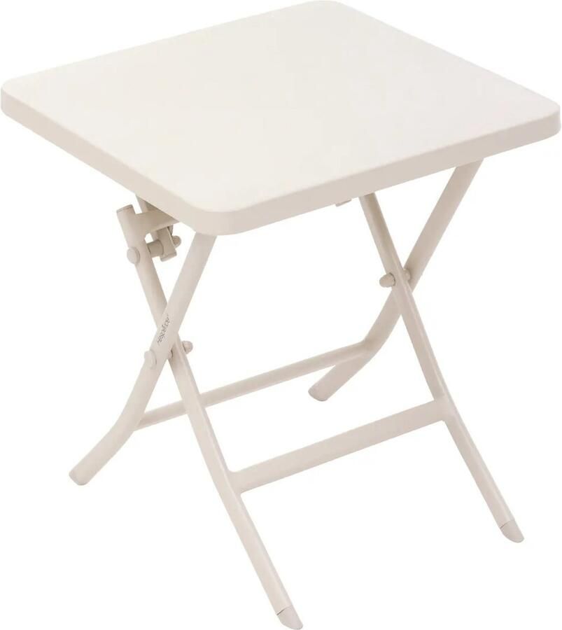 Hesperide Bijzettafel tuin tafel Oase metaal wit 40 x 40 x 45 cm voor buiten inklapbaar Camping tafel