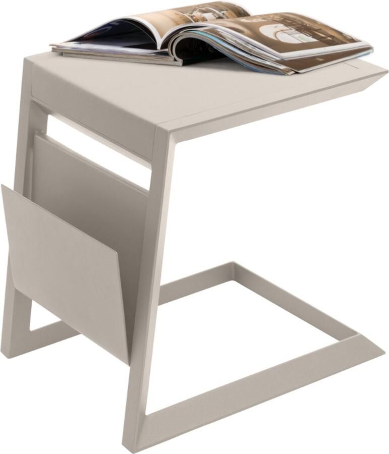 Hesperide HIXA Bijzettafel Buiten Banktafel Ligbedtafel Laptoptafel Tuintafel Aluminium 45x55cm Beige ALLURE