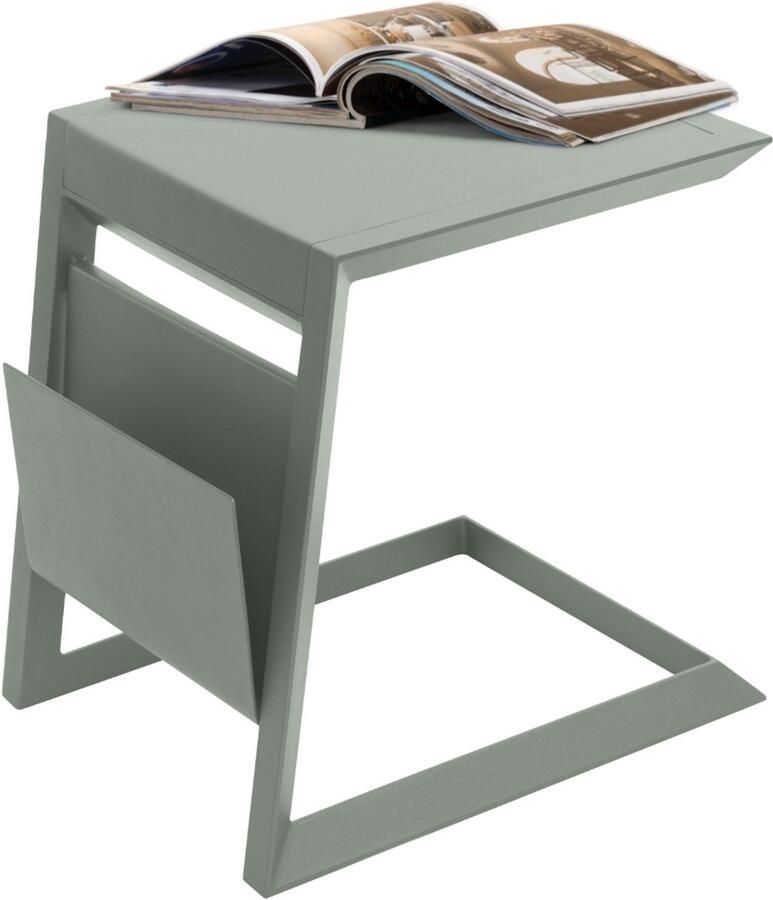 Hesperide HIXA Bijzettafel Buiten Banktafel Ligbedtafel Laptoptafel Tuintafel Aluminium 45x55cm Olijfgroen ALLURE