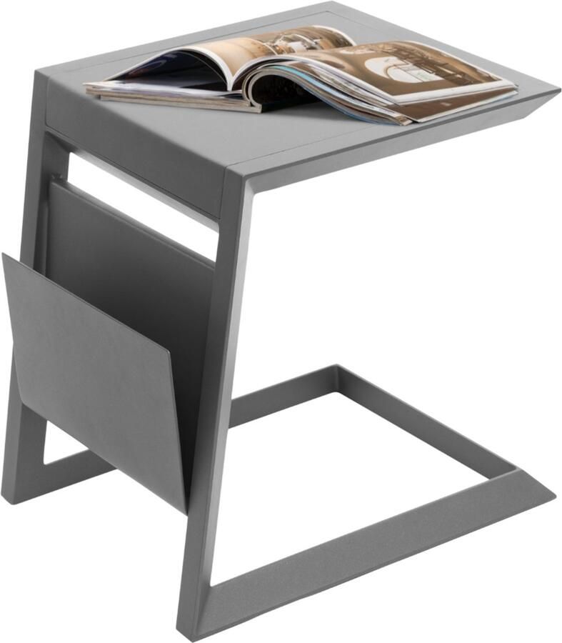 Hesperide HIXA Bijzettafel Buiten Banktafel Ligbedtafel Laptoptafel Tuintafel Aluminium 45x55cm Grijs ALLURE
