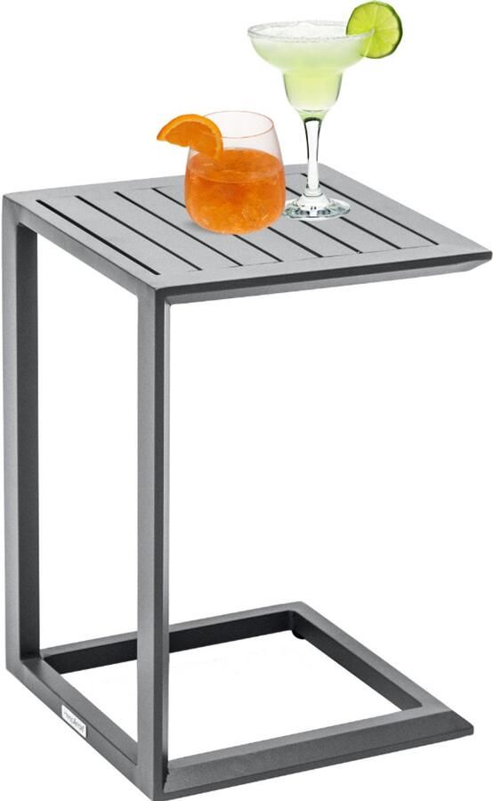 Hesperide HIXA Bijzettafel Buiten Banktafel Ligbedtafel Laptoptafel Tuintafel Aluminium Grijs