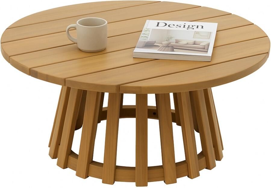 Hesperide HIXA Bijzettafel buiten Tafel Rond Buitentafel Tuintafel 80x80cm Acacia hout Neutraal OSUNA