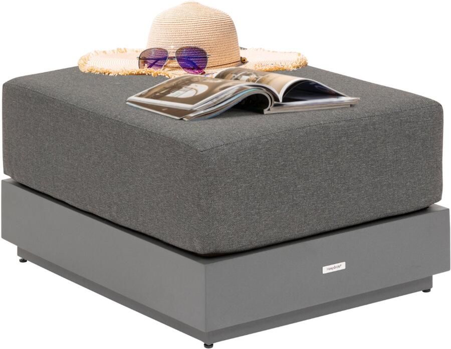 Hesperide HIXA Poef voor buiten Bijzettafel met kussen Loungebank Poef Tuinbankje 78x65x42cm Aluminium Grijs