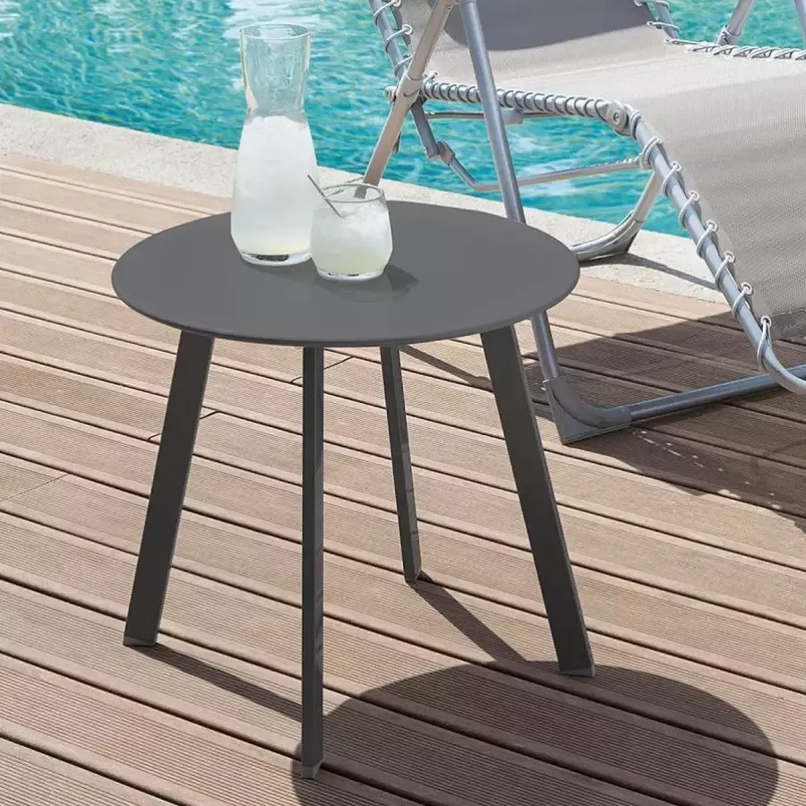 Hespéride Hesperide Bijzettafel tuin tafel Saona metaal donkergrijs D50 x H45 cm voor buiten - Foto 2