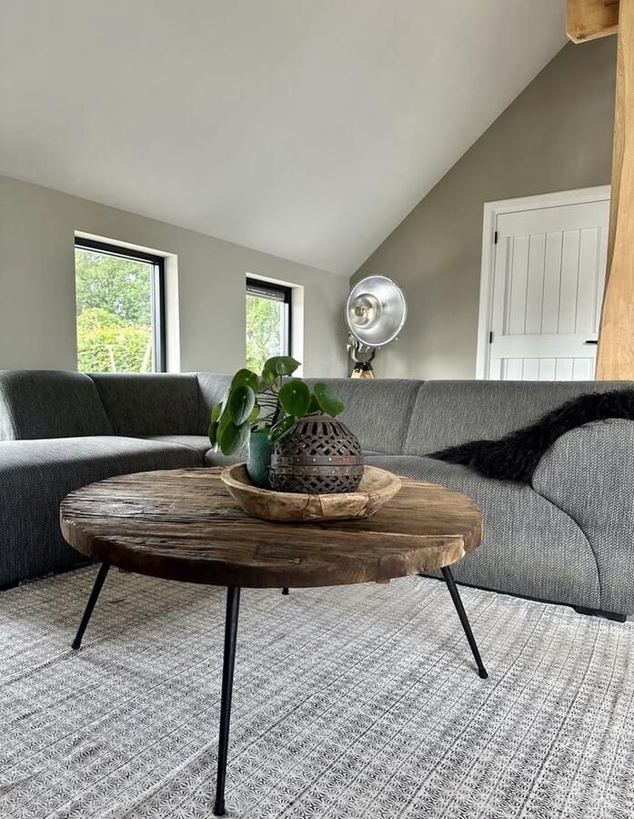 Het oude gebint Salontafel Rond landelijke salontafel truckbodywood Ø 100 cm hout metaal