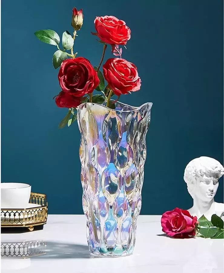 Hey_you Glazen bloemenvaas moderne minimalistische vaas Nordic Glass bloemen handgemaakte bloemarrangement decoratie hydrocultuur ornament voor thuis eettafel cadeau voor bruiloft housewarming party stijl A-kleurrijk
