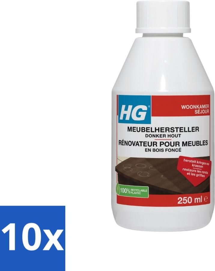 HG Meubelhersteller Donker Hout Herstelt Natuurlijke Kleur & Glans 250 ml Bulkverpakking 10 stuks