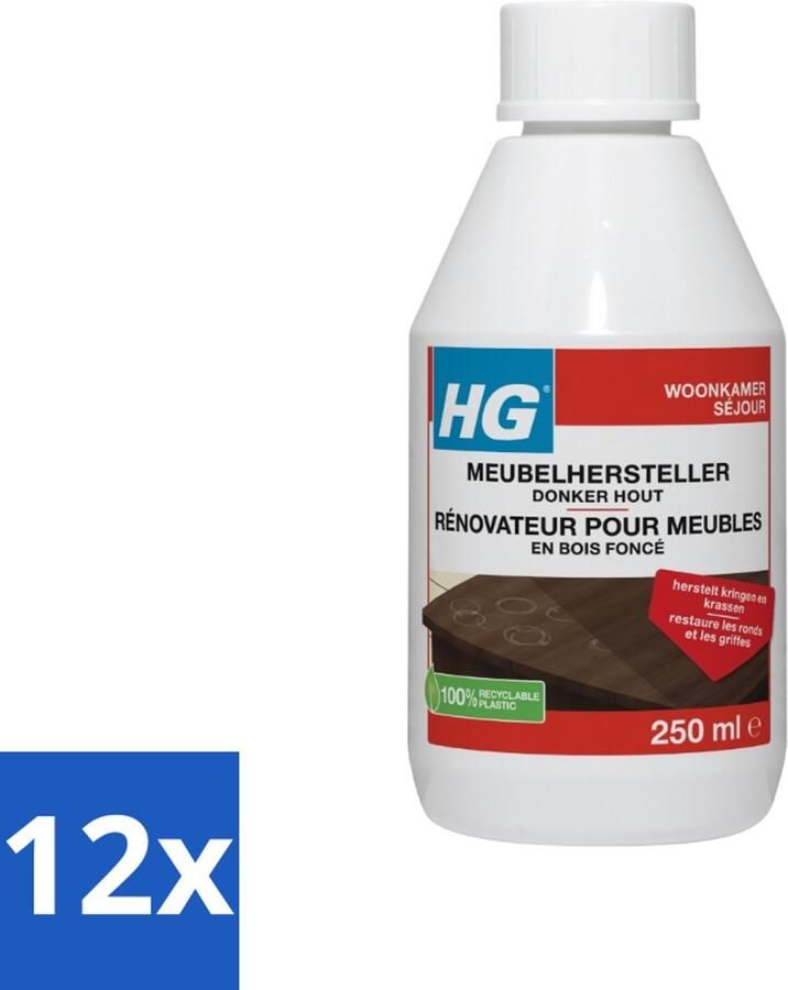 HG Meubelhersteller Donker Hout Herstelt Natuurlijke Kleur & Glans 250 ml Voordeelverpakking 12 stuks