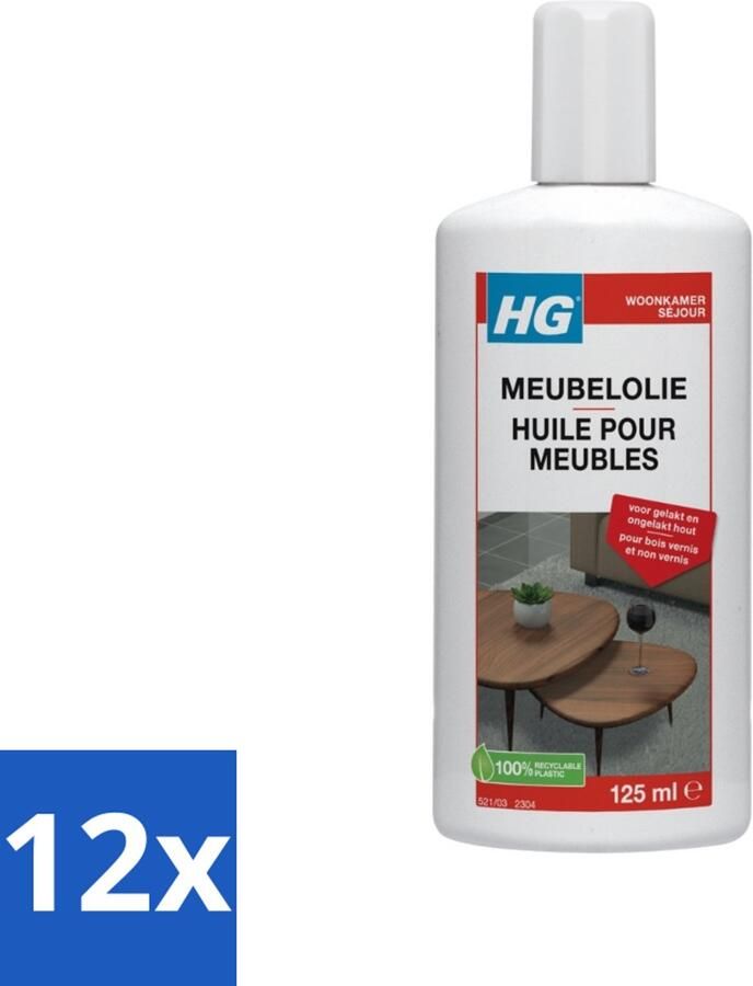 HG 12 x Meubelolie Eiken 140 ml Meubel Olie Eiken Meubels Hout Onderhoud Meubels Verfraaien Hout Beschermen