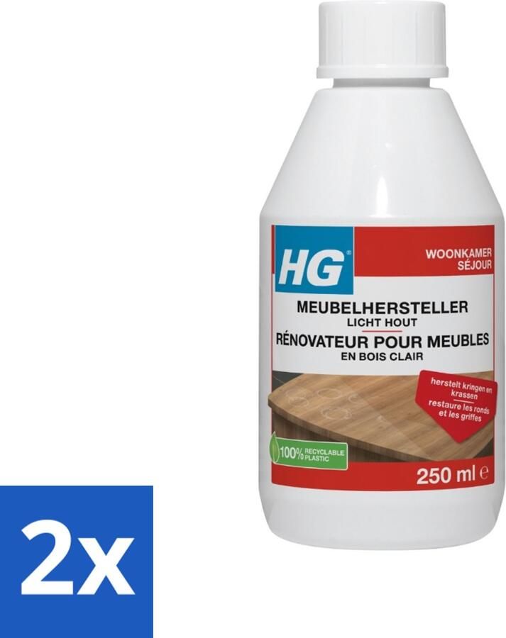 HG 2 x Meubelhersteller Licht Hout 250 ml Meubelhersteller Houtverzorging Krassen Verwijderen Vlekken Verwijderen Meubels Opknappen