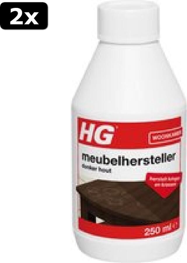 HG 2x meubelhersteller donker hout 250ml herstelt de natuurlijke kleur verwijdert vlekken kringen en krassen
