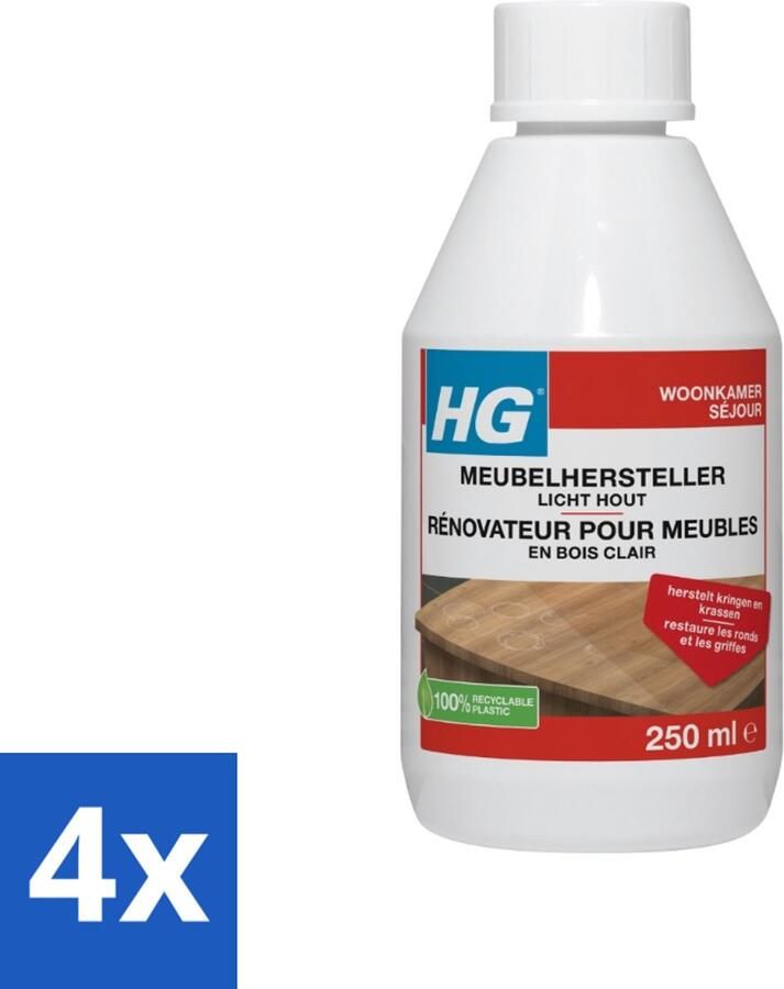HG 4 x Meubelhersteller Licht Hout 250 ml Meubelhersteller Houtverzorging Krassen Verwijderen Vlekken Verwijderen Meubels Opknappen