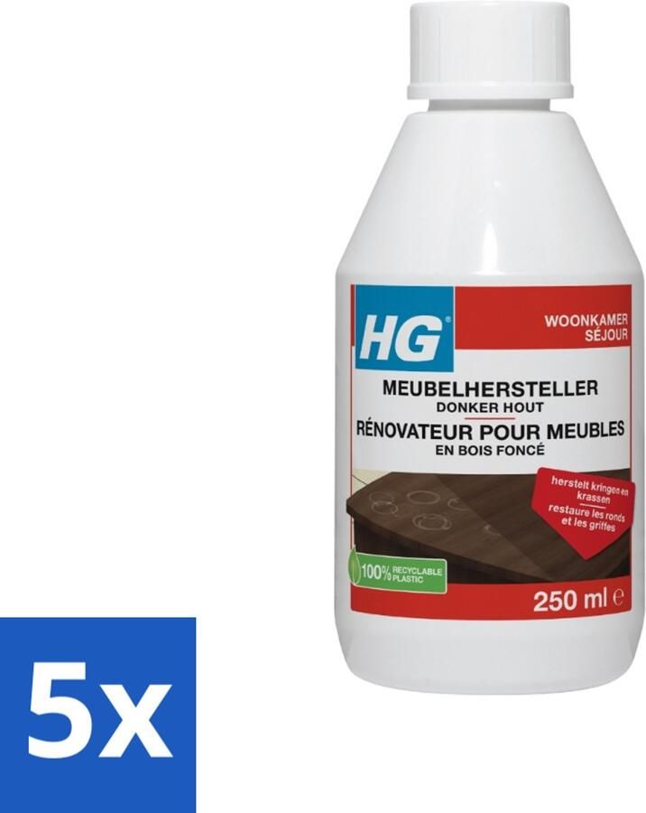 HG Meubelhersteller Donker Hout Herstelt Natuurlijke Kleur & Glans 250 ml Bulkverpakking 5 stuks