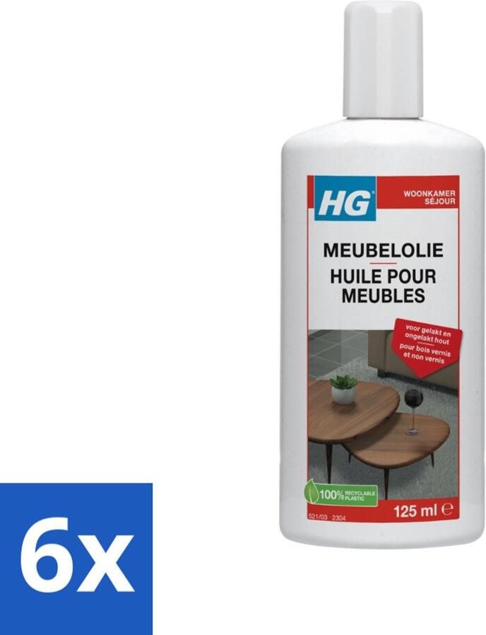 HG 6 x Meubelolie Eiken 140 ml Meubel Olie Eiken Meubels Hout Onderhoud Meubels Verfraaien Hout Beschermen